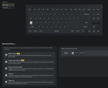 Os recursos de jogos do Wooting 80HE estão todos agrupados em um submenu no Wootility v5. (Fonte da imagem: Julian van der Merwe / Notebookcheck)