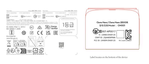 Parece que o Osmo Nano voltará ao formato que a DJI explorou com o Action 2. (Fonte da imagem: FCC)