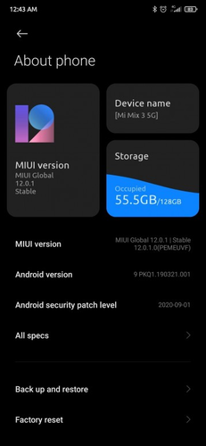 O Mi Mix 3 5G recebeu MIUI 12 mais uma vez, mas ainda no Android 9.0 Pie. (Fonte da imagem: Mi.com)