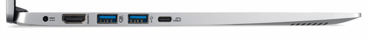 Left: power adapter, HDMI, 3x USB 3.1 Gen 1 (2x Type A, 1x Type C)