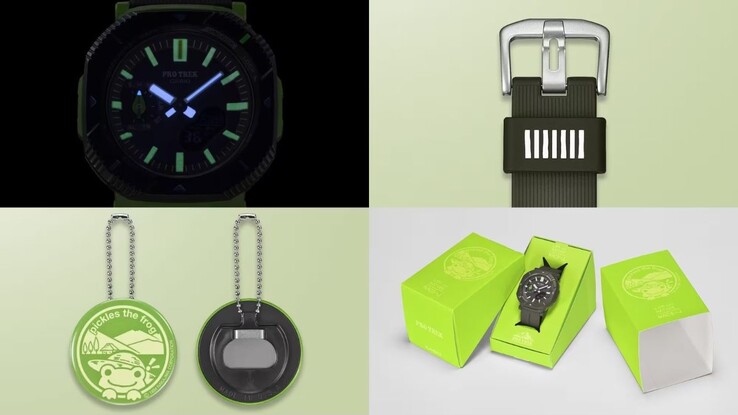 O relógio Casio Pro Trek x Sociedade de Conservação da Natureza do Japão x Pickles the Frog PRJ-B001NJ-3