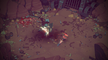 Uma imagem mostrando uma luta em Eldest Souls.