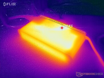 O adaptador CA pode atingir mais de 53 °C ao operar cargas exigentes