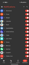 Uma captura de tela do hub de Notificações no novo aplicativo Pebble. (Fonte da imagem: Eric Migicovsky via X.com)