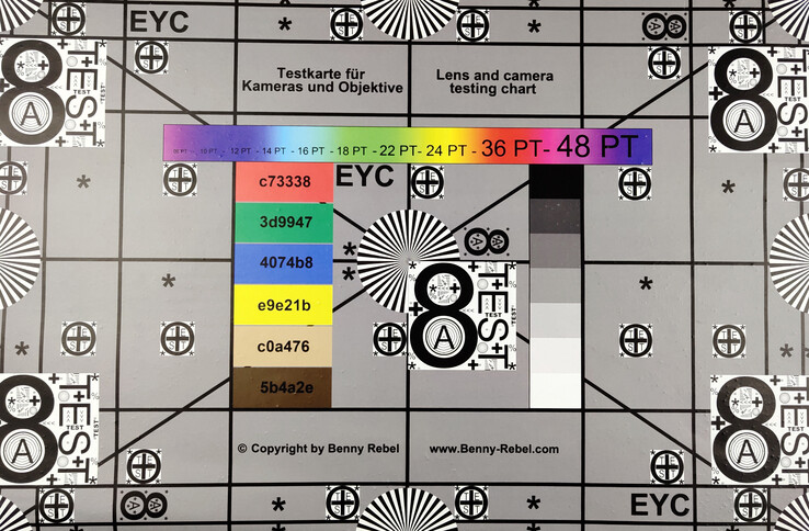 A photo of our test chart