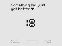 Teaser do anúncio da estrutura com o emoticon virado para a esquerda para revelar o número 18