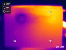 Temperaturas da superfície durante o teste de estresse (lado inferior)