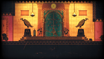 Uma imagem mostrando um ambiente no Apotheon.