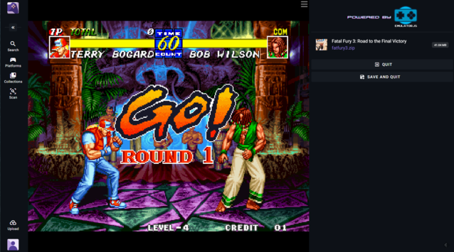 Fatal Fury 3 no Neo Geo rodando em um navegador. O Neo Geo exigiu alguns ajustes, mas funciona bem (Fonte da imagem: Notebookcheck)