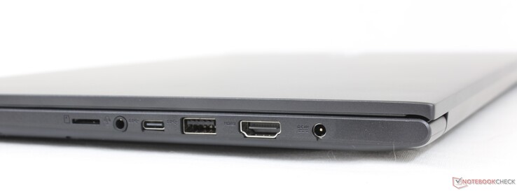Certo: Slot MicroSD, áudio combinado de 3,5 mm, USB-C, USB-A 3.2 Gen. 1, HDMI 1.4