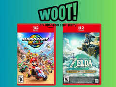 Caixas de varejo de Mario Kart World e The Legend of Zelda: Tears of the Kingdom com o logotipo da Woot (Fonte da imagem: Amazon, Woot com edições)