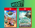 Caixas de varejo de Mario Kart World e The Legend of Zelda: Tears of the Kingdom com o logotipo da Woot (Fonte da imagem: Amazon, Woot com edições)