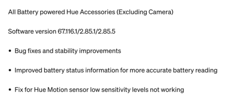 O registro de alterações da versão do software 67.116.1/2.85.1/2.85.5