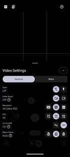 Configurações de vídeo