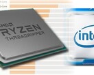 A série Threadripper Ryzen oferece domínio de desempenho para a AMD, mas a Intel tem a vantagem de participação no mercado. (Fonte da imagem: AMD/Intel/Master Lu - editado)