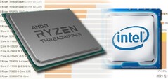 A série Threadripper Ryzen oferece domínio de desempenho para a AMD, mas a Intel tem a vantagem de participação no mercado. (Fonte da imagem: AMD/Intel/Master Lu - editado)