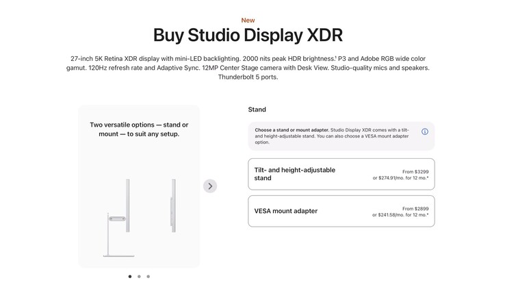 O Apple Studio Display XDR com adaptador VESA agora custa US$ 400 a menos.