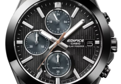 O Casio Edifice EFS-S650DC-1A preto (foto) tem um ponteiro de segundos cor de cobre que complementa muito bem o design preto. (Fonte da imagem: Casio)