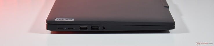 esquerda: 2x Thunderbolt 4, HDMI, USB A 3.2 Gen 1, áudio de 3,5 mm