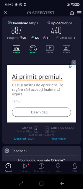 Ookla Speedtest, execução 2 - servidor diferente (Fonte da imagem: Captura de tela - Sergey Tarasov - Notebookcheck)