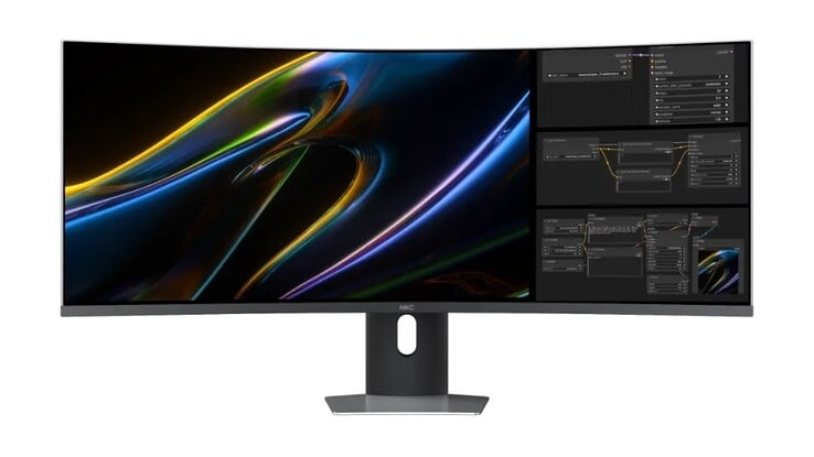 O monitor para jogos com tecnologia mini LED apresenta uma resolução de 5.760 por 2.160 pixels.