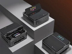 A tela de status do mini-PC Machenike GTS pode mostrar as principais métricas em várias posturas. (Fonte da imagem: Machenike)