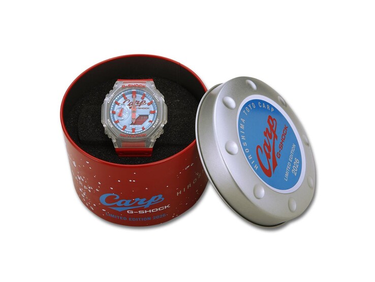 O Casio G-Shock 2026 x Hiroshima Toyo Carp GA-2100X (Fonte da imagem: loja Hiroshima Toyo Carp)