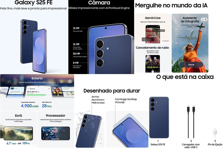 Fotos promocionais do Samsung Galaxy S25 FE da listagem (Fonte da imagem: MediaMarkt)
