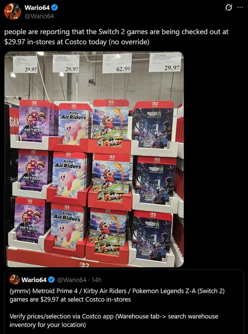 Jogos para Switch 2 em promoção na Costco
