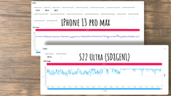 Galaxy S22 Ultra vs iPhone 13 Pro Max - Genshin Impact - Utilização GPU. (Fonte: Dame Tech no YouTube)