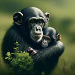 180.000 gorilas, bonobos e chimpanzés estão em risco devido à mineração de energia renovável (imagem simbólica: Dall-E / KI)