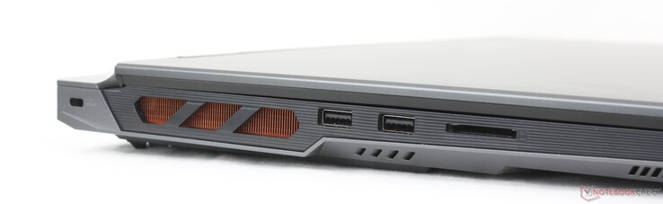 Esquerda: Trava Kensington, 2x USB-A 3.2 Gen. 1, leitor de cartão SD