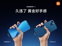 O Xiaomi não é tão largo como o iPhone 13. (Fonte: Xiaomi)