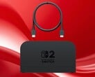 Cabo HDMI do Switch 2 mostrado com a base