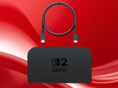 Cabo HDMI do Switch 2 mostrado com a base