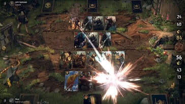 Uma imagem que mostra uma batalha em Thronebreaker: The Witcher Tales.