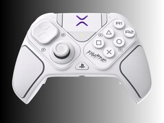 O controle Victrix Pro BFG Reloaded é mostrado em branco com o módulo fight pad (Fonte da imagem: Turtle Beach PR)