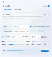 Configurações de áudio e EQ