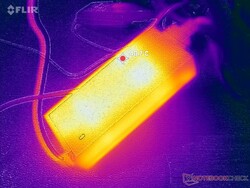 O adaptador CA pode atingir mais de 41 °C ao operar cargas exigentes por longos períodos