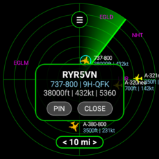 Ferramenta de marcação de aeronaves no aplicativo Flight Scanner