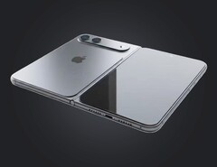 Renderização CAD do iPhone dobrável. (Fonte da imagem: iPhone-Ticker/editado)