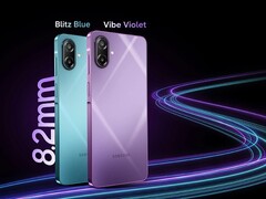 O Samsung Galaxy M17e está disponível nas cores azul e violeta