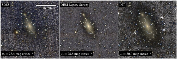 Imagens diferentes que mostram o IC 1101.