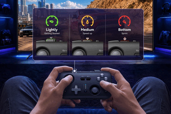 O Jsaux Voidjoy Skylark S1 Pro possui joysticks TMR e gatilhos ópticos lineares de troca rápida.
