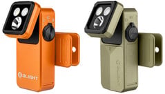 O Olight Oclip 2 Pro (E) e o Oclip 2 Ultra (D) vêm com cabeçotes inclináveis e clipes giratórios para facilitar o direcionamento da luz.