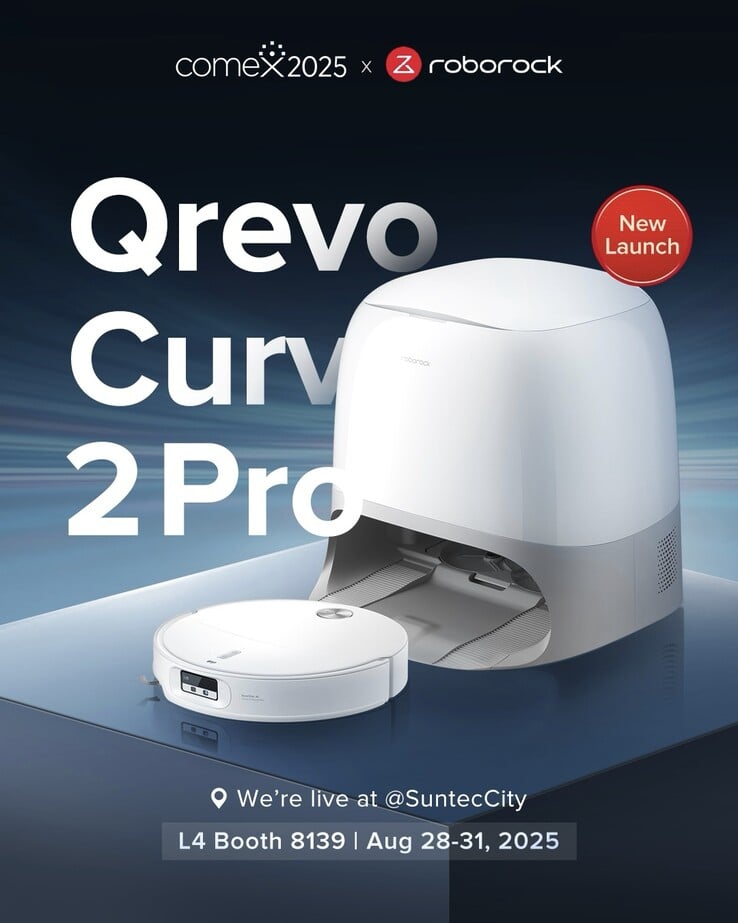O aspirador robô Roborock Qrevo Curv 2 Pro. (Fonte da imagem: Roborock via Facebook)