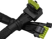 Cabo 12V-2x6 em forma de L da ASRock com pinos verdes. (Fonte da imagem: ASRock)