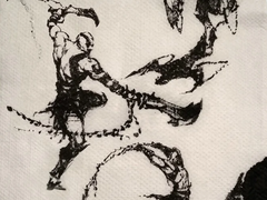 A arte conceitual inicial de Kratos em God of War