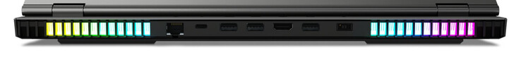 Voltar: Gigabit Ethernet, USB 3.2 Gen 2 (Tipo-C; Fornecimento de energia, DisplayPort), 2x USB 3.2 Gen 1 (Tipo-A), HDMI, USB 3.2 Gen 1 (Tipo-A), fonte de alimentação