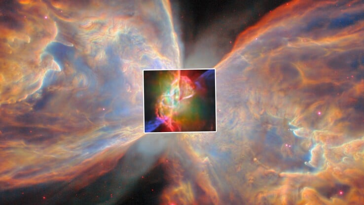 Esta imagem do James Webb mostra a estrela central da Nebulosa da Borboleta (Fonte da imagem: HubbleWebbESA via YouTube)
